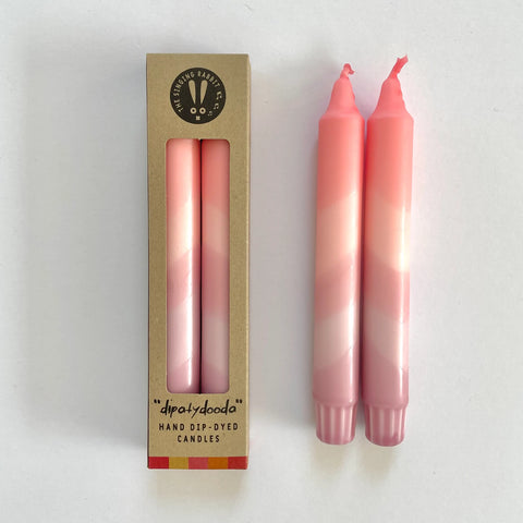 Hand Dip-Dyed Candles (Sherbert Pink & Rose)
